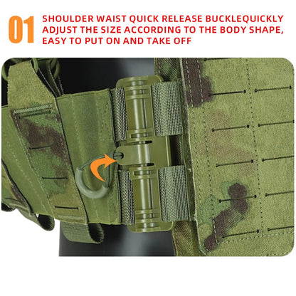 New Combat Vest 6094 – Lightweight Quick Release Laser Cut Tactical Gear for Hunting, Black Tactical Vest