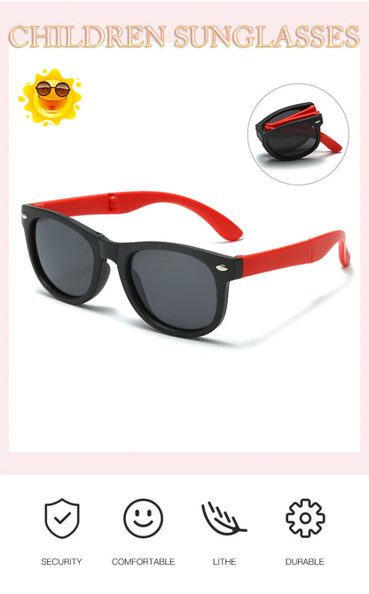 WarBlade Foldable Kids Sunglasses – Polarized UV400 Flexible Square Shades for Boys & Girls