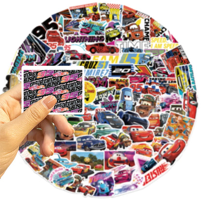 10/30/50/100PCS Disney Cars Lightning McQueen Stickers - Cartoon Decals for Laptops, Motorcycles, Luggage, Phones, and Travel Accessories