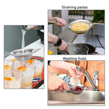 Stainless Steel Mesh Sieve Slotted Spoon – Kitchen Strainer for Baking, Pastry, Oil, and Flour Sifting