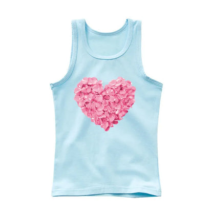 Girls Owl Print Tank Top - Sleeveless Cotton Sports Vest Shirt for Kids 3-14 Years