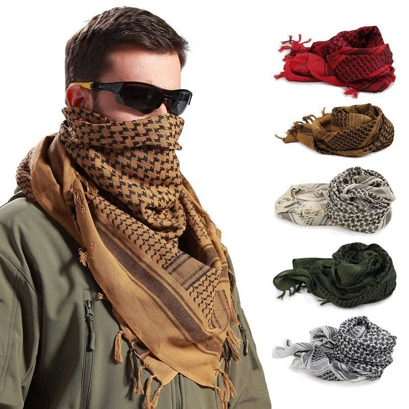 Military Plaid Scarf - Lightweight Unisex Tactical Arab Shemagh for Warmth & Outdoor Wear