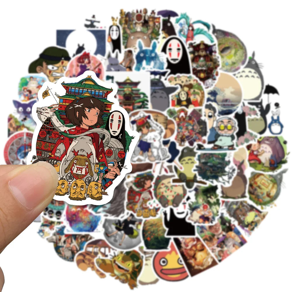 100-Piece Hayao Miyazaki Cartoon Sticker Pack - Waterproof DIY Decals for Scrapbooking, Phones, Luggage & Skateboards