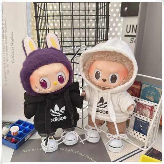 15/17cm Labubu V1 V2 Doll Clothing Set – Fashion Hoodie & Pants, Korean Idol Style DIY Accessories Toy Gift