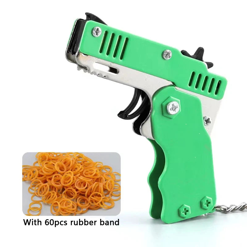Mini Metal Gun Keychain – Folding Pistol Toy for Kids, Car Styling & Outdoor Gift