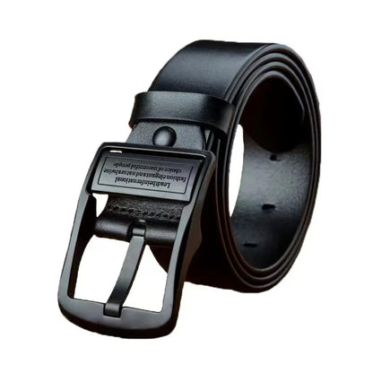 Men's Leather Cowhide Belt – Fashion Metal Alloy Pin Buckle, Luxury Brand for Jeans & Business Casual Wear