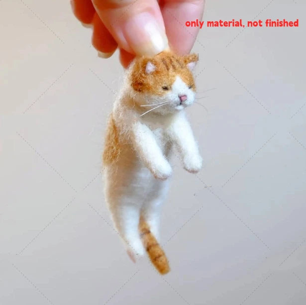 DIY Wool Needle Felting Kit - Handmade Sheep Felt Cat Craft Material Set for Beginners & Creative Gifts