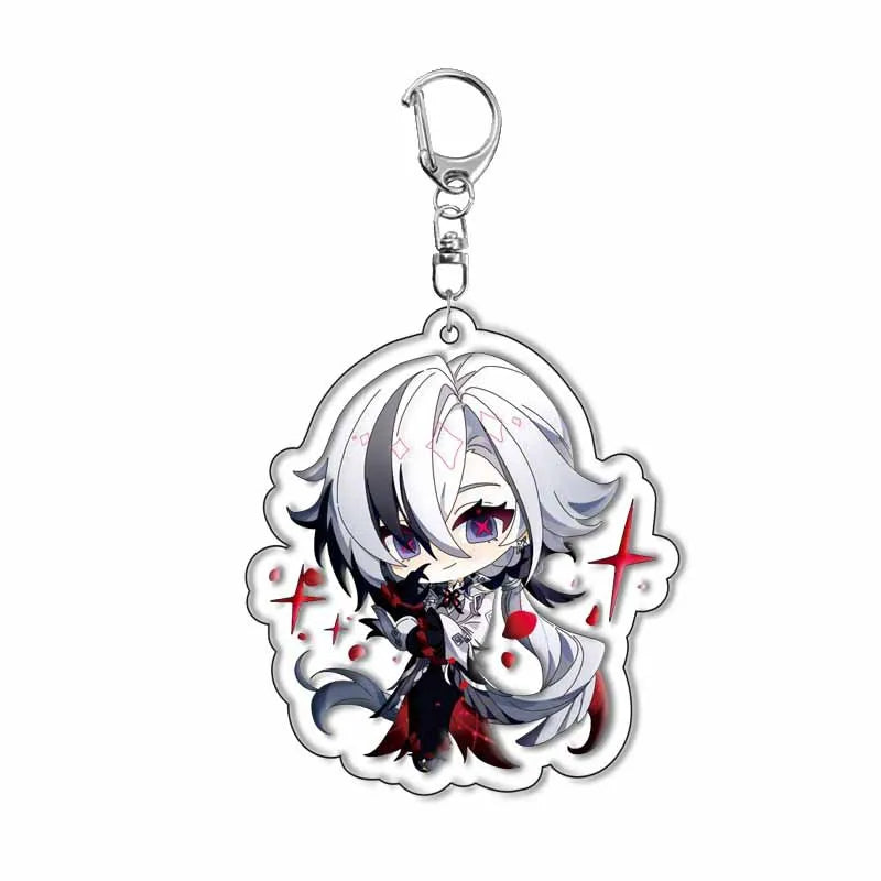 Genshin Impact Sigewinne Arlecchino & Charlotte Keychain – Anime Game Acrylic Backpack Pendant Accessory