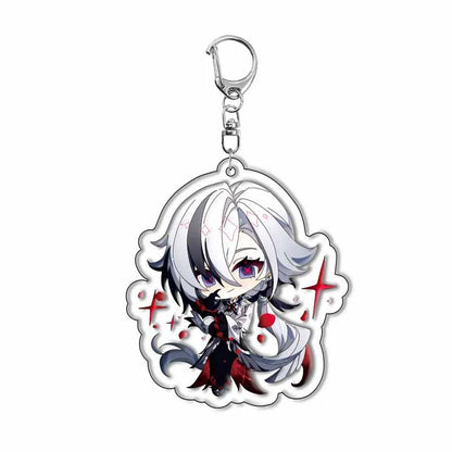 Genshin Impact Sigewinne Arlecchino & Charlotte Keychain – Anime Game Acrylic Backpack Pendant Accessory