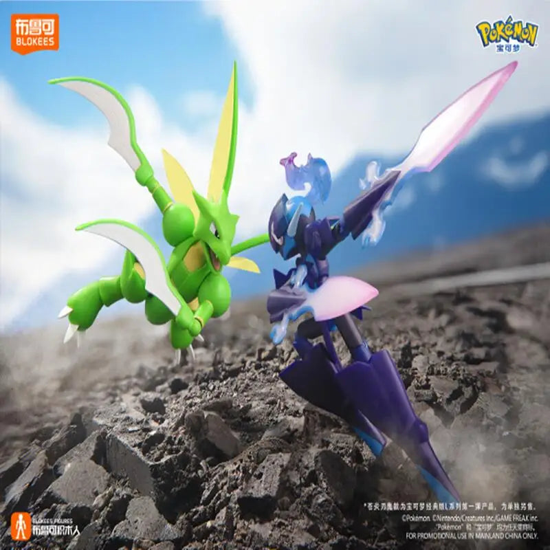 Original Blokees Pokemon Action Figures – Snorlax, Lucario, Cinderace & Scyther Anime Toys Gift