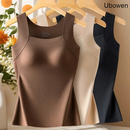 Women's Seamless Camisole with Chest Pads - Wire-Free Slim Fit Tank Top
