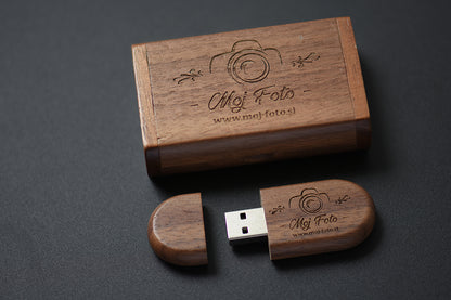Custom Logo Wooden USB 2.0 Flash Drive with Box – 4GB 16GB 32GB 64GB Memory Stick for Wedding Photography Gifts