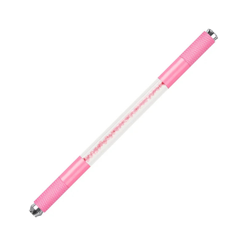 Manual Double-Ended Crystal Acrylic Microblading Pen – Permanent Makeup Eyebrow Tattoo Tool for Flat & Round Needles