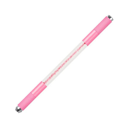 Manual Double-Ended Crystal Acrylic Microblading Pen – Permanent Makeup Eyebrow Tattoo Tool for Flat & Round Needles