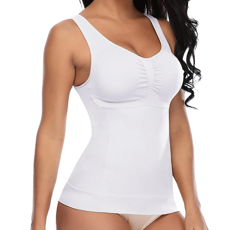 Qtree Women Tummy Control Shapewear – 2-in-1 High Elastic Stretch Vest with Padded Bra, Body Shaper, Slimming Lift Corset