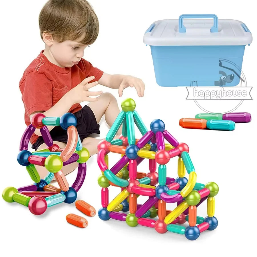 Magnetic Building Blocks Set – Montessori Educational Stick & Rod Constructor Toys for Kids Boys & Girls