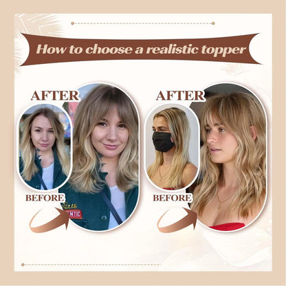 Blonde Brown Ombre Hair Topper – 100% Remy Human Hair, 12" Silk Base, 150% Density, 3-Clip Hairpiece for Women