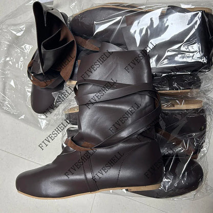 Women’s Medieval Princess Leather Boots - Lace-Up Knight Prince Halloween Cosplay Shoes
