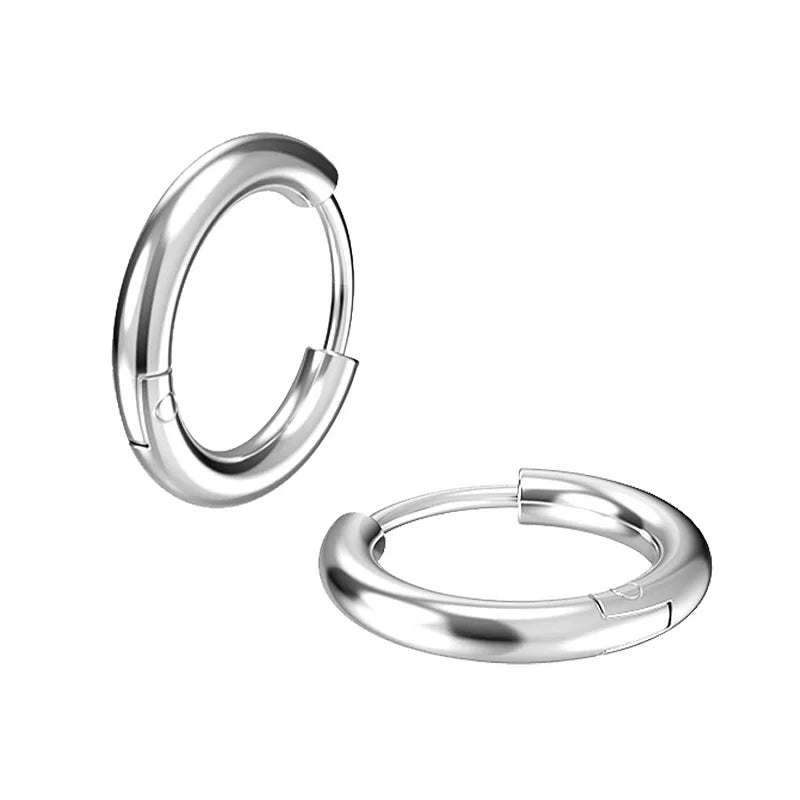 Tiny Stainless Steel Hoop Earrings - 8-20mm Dainty Round Ear Buckle Piercing Jewelry for Women & Men