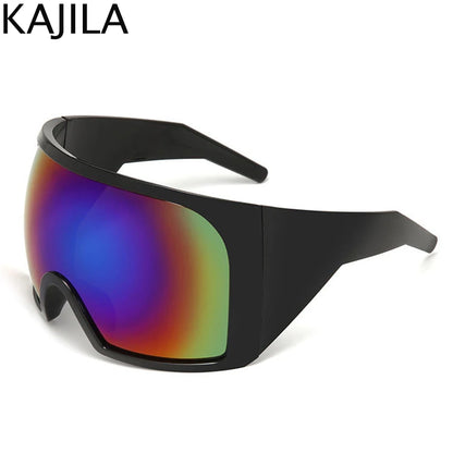 2025 Oversized Punk Shield Sunglasses – Luxury Steampunk Big Frame UV400 Sport Goggles for Women & Men