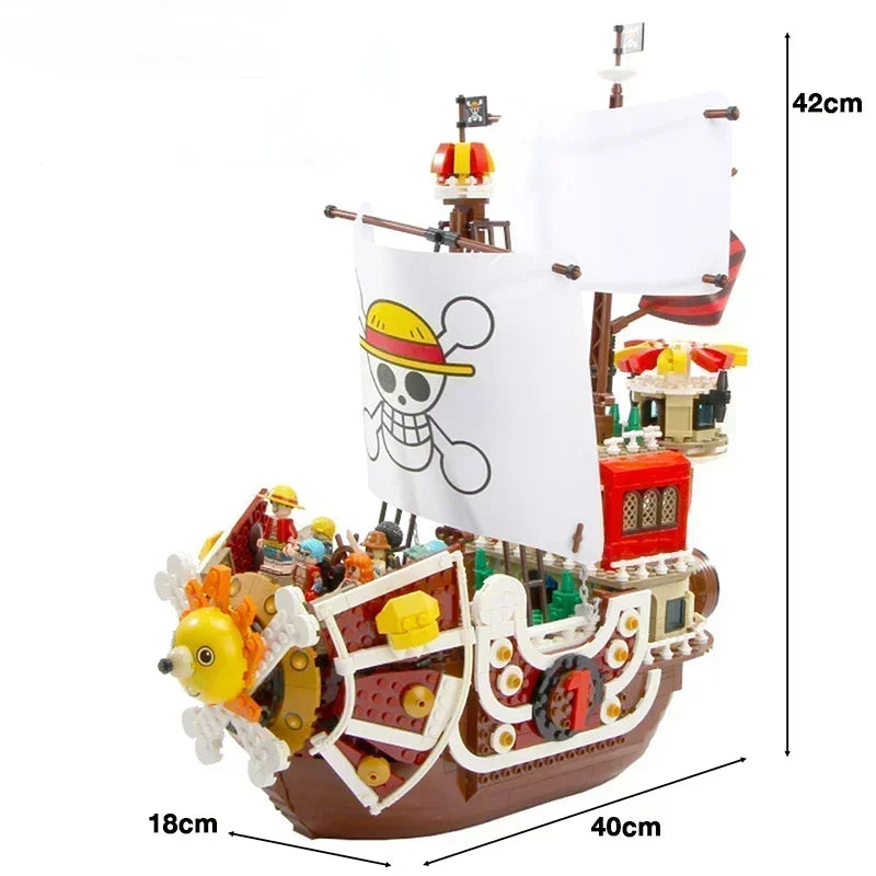 One Piece Thousand Sunny Boat Building Blocks – 1484/432pcs Cartoon Pirate Ship Toy Set for Kids Christmas Gifts