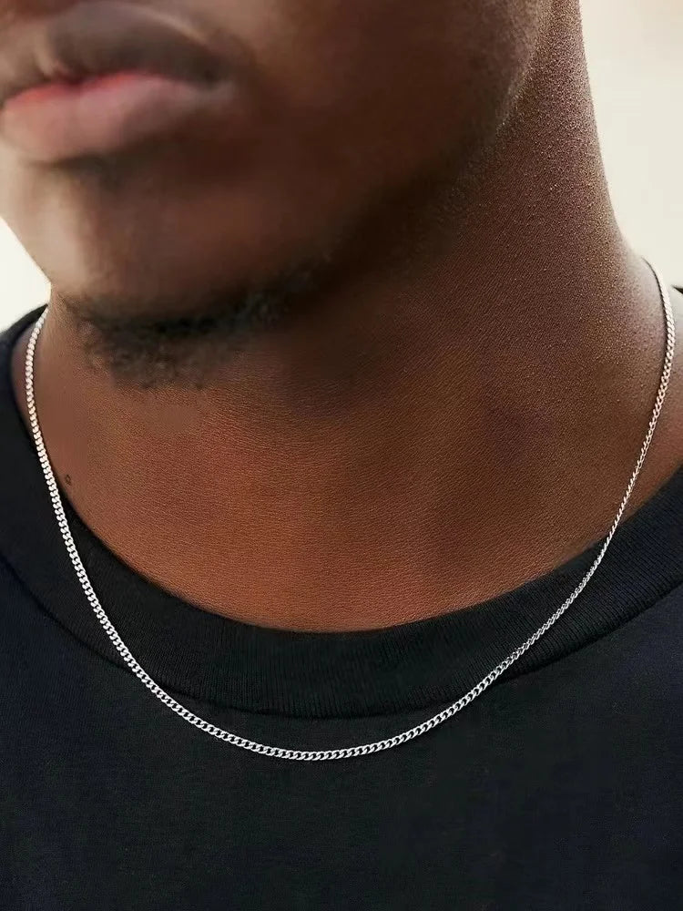 3mm Men’s Cuban Chain Necklace – Simple Stainless Steel Titanium Jewelry Gift