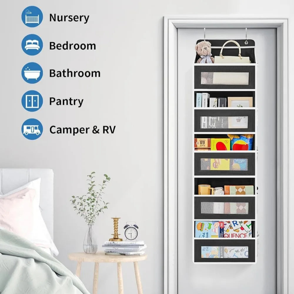5-Shelf Hanging Storage Organizer — Anti-Tilt Door Rack with Large Capacity Pockets for Bedroom & Bathroom