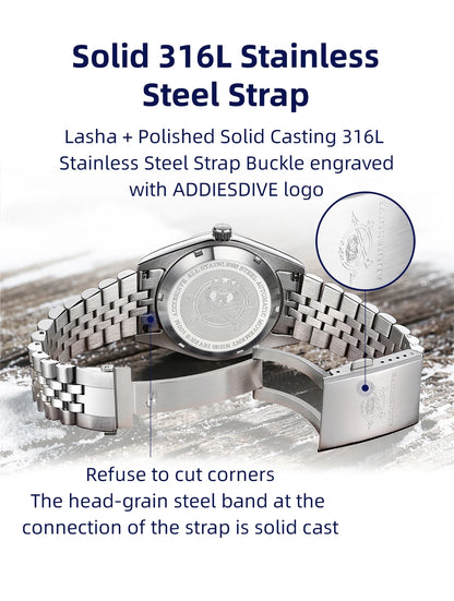 ADDIESDIVE 2024 Luxury Couple Watches – Sapphire Crystal Automatic Mechanical NH35A Steel Wristwatch for Men & Women Gift
