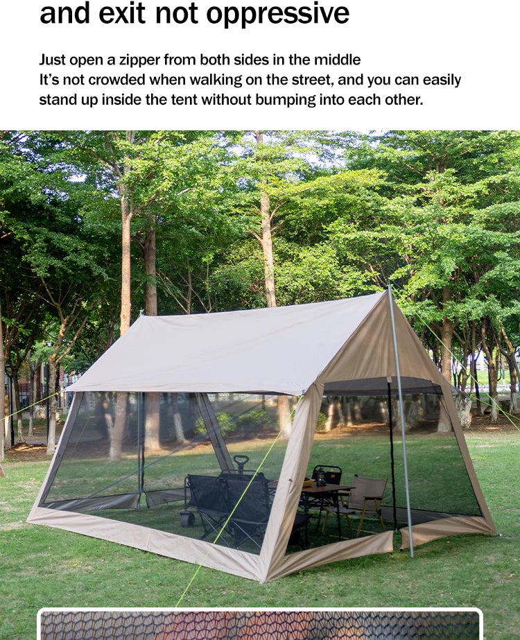 210D Large Family Camping Tent (6-10P) – Waterproof, UV Protection, Portable Canopy with Mosquito Shield for Beach & Park