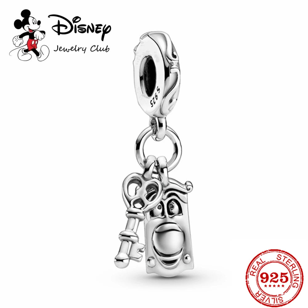 New 925 Sterling Silver Mickey Minnie Vinnie Charm – Beaded Fit for Original Pendant Bracelet, DIY Ladies Jewelry