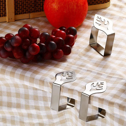 Set of 4 Stainless Steel Decorative Leaf Tablecloth Clips - Perfect for Picnics, BBQs, Weddings, and More!