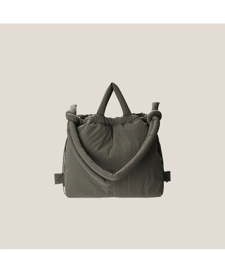 2023 Casual Nylon Padded Tote Bag – Soft Puffer Shoulder & Crossbody Handbag for Women, Large Capacity Vintage Design