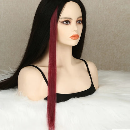 5PCS Long Straight Clip-In Hair Extensions - Synthetic Hairpieces for Women, Cosplay & Parties