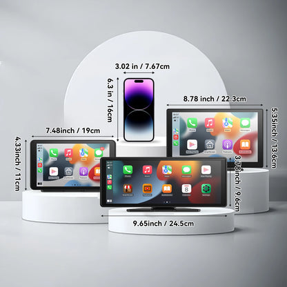 Portable Wireless CarPlay Screen - Universal Android Auto Touchscreen Car Stereo System