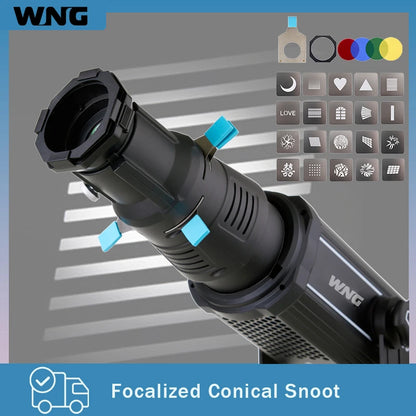 Focalize Conical Snoot Bowens Mount – Photography Condenser with Geometric Sheet Shapes, Gobo Filters & Gels