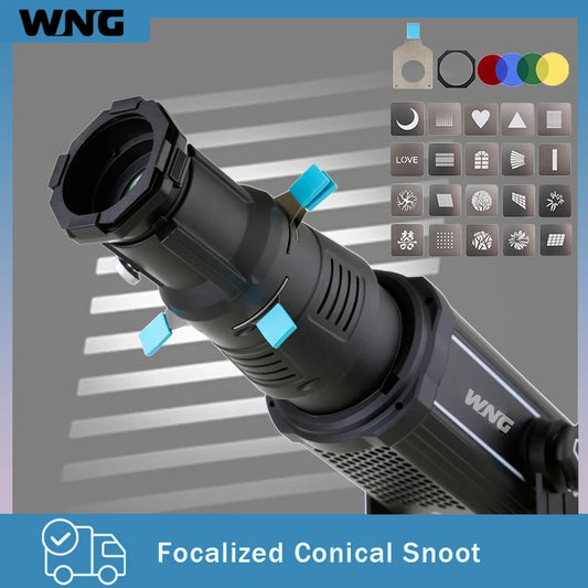 Focalize Conical Snoot Bowens Mount – Photography Condenser with Geometric Sheet Shapes, Gobo Filters & Gels