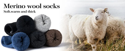 5 Pairs Merino Wool Hiking Socks for Men | Soft, Warm, Moisture-Wicking Winter Crew Socks for Indoor & Outdoor Wear