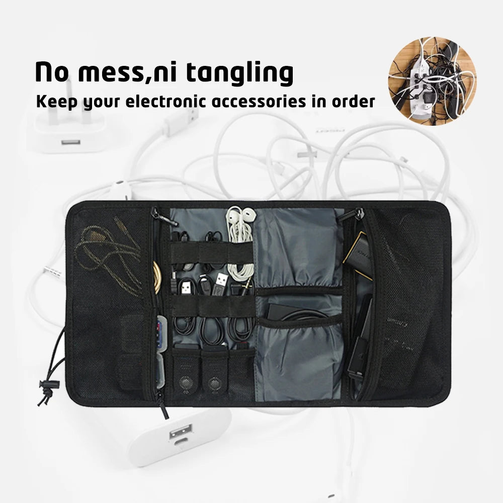 Electronic Organizer Cord Pouch - Travel Cable Charger Bag for USB Cables, Phone Accessories, and Tech Storage