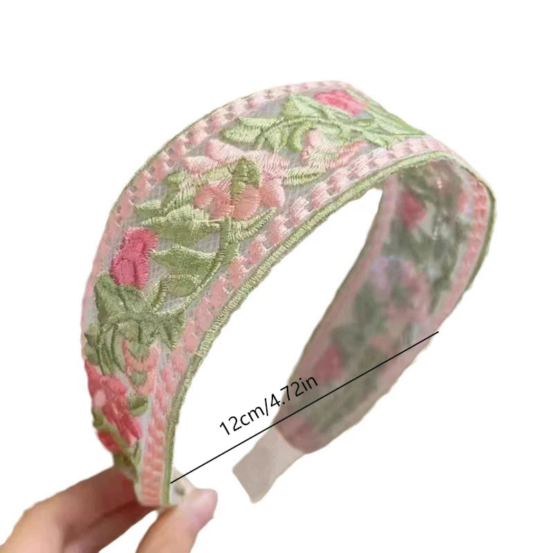 1/3pcs Elegant Chiffon Flower Hairband – Sweet Embroidery Headband Turban Hoop for Women’s Fashion Hair Accessories
