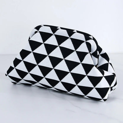 Summer Woven Crochet Clutch Bag – Women’s Cute Ruched Cloud Handbag, Casual Colorblock Purse
