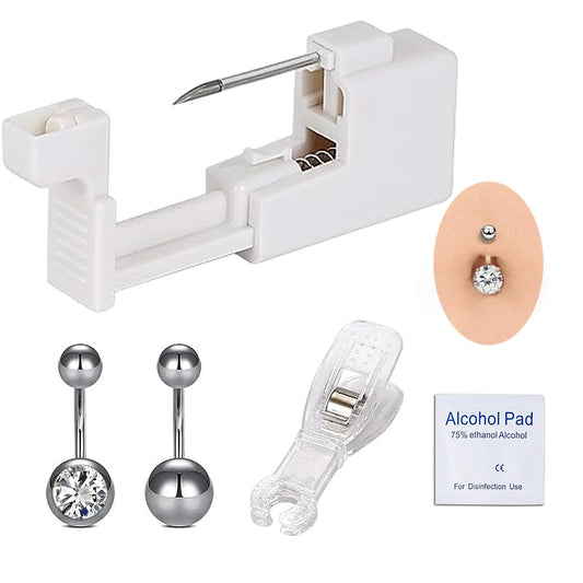 5PCS Professional Body Piercing Kit – Stainless Steel Belly Button Piercing Gun & Tool Set for Women & Men