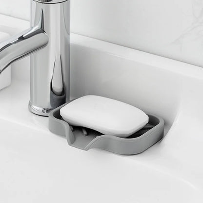 Sink Silicone Tray with Drain – Soap & Sponge Holder, Countertop Scrubber Brush Storage Rack, Kitchen Organizer