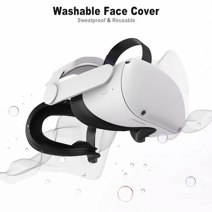 Oculus Quest 2 Face Pad Cover with Lens Protectors — Washable Silicone VR Cover for Meta Quest 2 Accessories