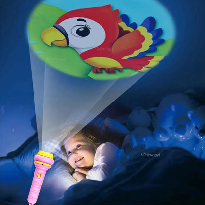 Kids Projector Flashlight Toy - 10 Cards 80 Cartoon Patterns Educational Bedtime Gift for Toddlers