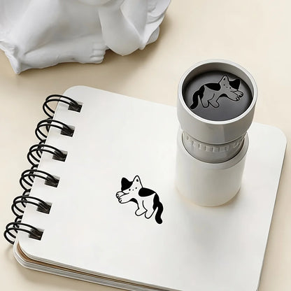 Cute Cat Self-Inking Stamp Set - Mini Portable Stamps for Journaling, Card Decorating & Note Marking