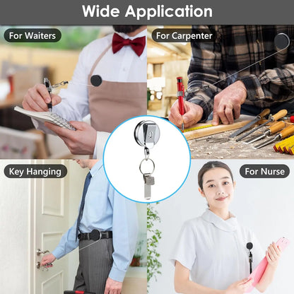Retractable Pen Holder - Universal Pen Lanyard with Belt Clip & Key Ring for Carpenters, Nurses, Waiters & Workers