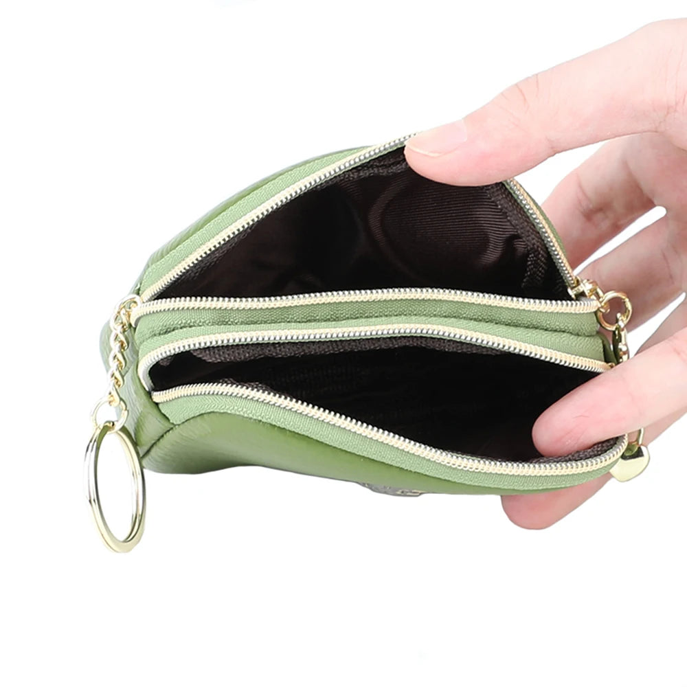 Senorita Genuine Leather Women’s Coin Purse – Double Zipper Small Wallet