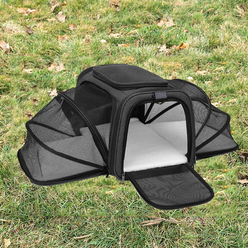 Foldable Pet Carrier Bag – Breathable Mesh Travel Bag for Small Dogs & Cats with Expandable Design