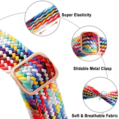 Braided Nylon Apple Watch Band – Adjustable Sport Strap Compatible with Ultra 2, Series 10/9/8/7/6/SE (40–49mm) Wrist Bracelet