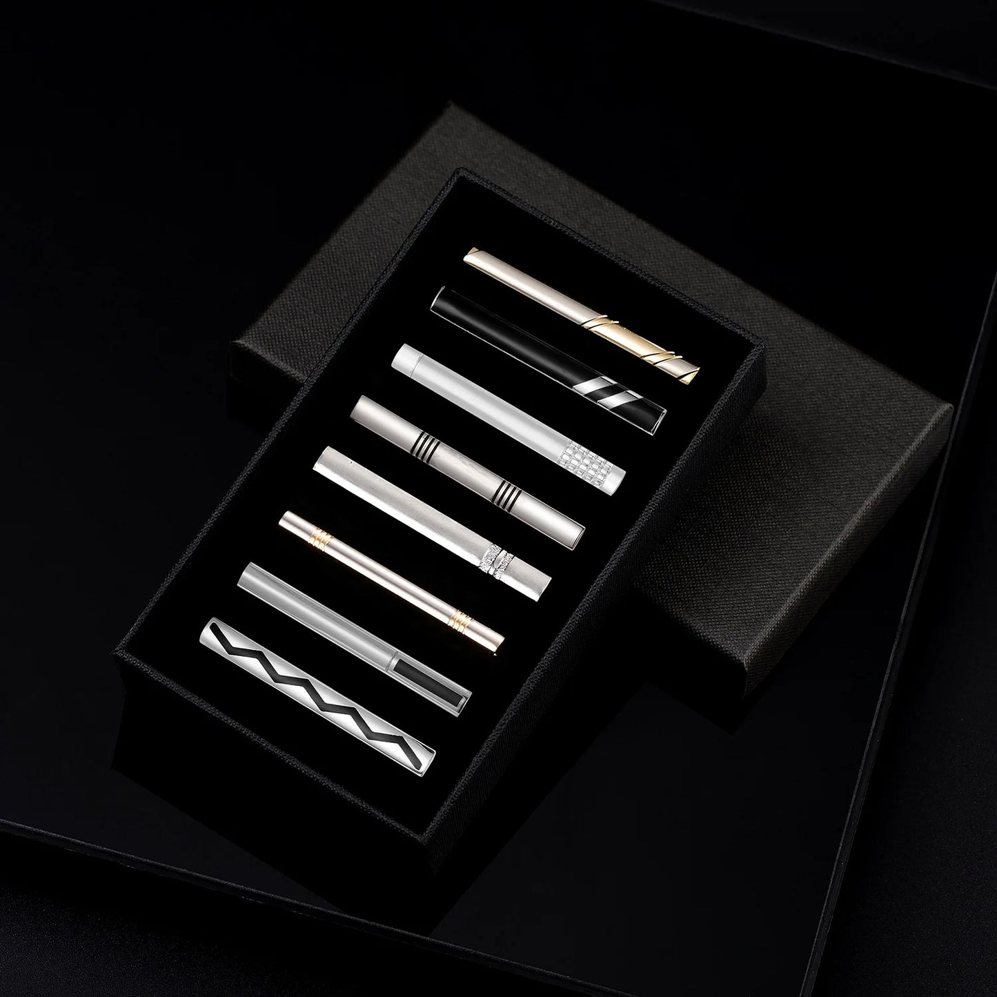 Men's Tie Clip & Cufflink Set - 7/8/10 Piece Luxury Gift Box Jewelry for Weddings & Formal Wear